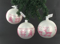 Item.nr: 040834 - KERSTBALLEN GEDECOREERD 80 MM (6st.)