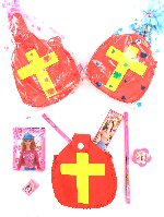 Art.nr: 440600 - GEVULDE SINTERKLAAS MIJTER MET SCHRIJFWAREN (12st.)