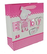 Art.nr: 410250B - GEBOORTE TAS - BABY ROZE (12st.)