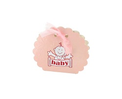 Art.nr: 410349B - GEBOORTE CADEAUDOOSJE - BABY ROZE (12st.)