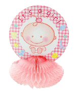 Art.nr: 410350B - GEBOORTE TAFEL DECORATIE - BABY ROZE (12st.)