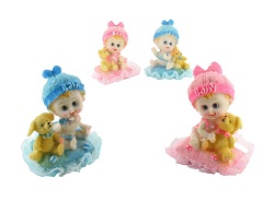 Art.nr: 410374 - DECORATIE BABY OP KUSSEN 9 CM (8st.)