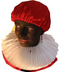 Art.nr: 44650 - ZWARTE PIETEN BARET + WITTE KRAAG (12st.)