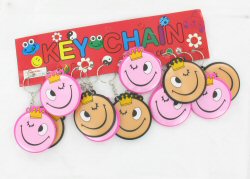 Art.nr: 68774 - SMILEY SLEUTELHANGER MET KROON (12st.)