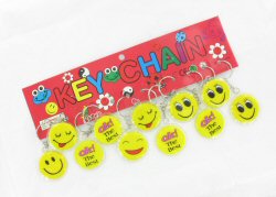 Art.nr: 68779 - SMILEY SLEUTELHANGER MET TEKST (12st.)