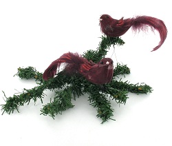 Item.nr: 729491 - 2 DECORATIE VOGELS IN BOX - ROOD (12st.)