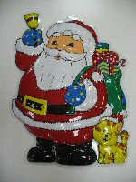 Art.nr: 90413 - GROOT DECORATIE BORD - KERSTMAN MET BEL  (2st.)