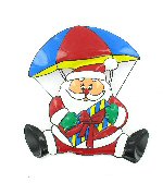 Art.nr: 90421 - DECORATIE BORD - KERSTMAN AAN PARACHUTE (6st.)