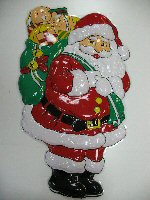 Art.nr: 90423 - GROOT DECORATIE BORD - KERSTMAN MET KADO ZAK  (2st.)