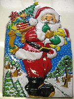 Art.nr: 90424 - GROOT DECORATIE BORD - KERSTMAN MET KADO-ZAK (2st.)