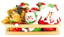 Art.nr: 94252 - PLUCHE SNEEUW- & KERSTMAN IN HOUTEN KRAT - MODEL 2 (12st.)