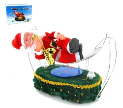 Art.nr: 94505B - KERSTMAN MET SAXOFOON IN HANGMAT (2st.)