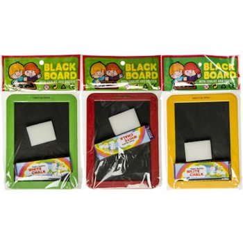 KRIJTBORD MET SPONS EN KRIJTJES - MIX KLEUREN (12st.)