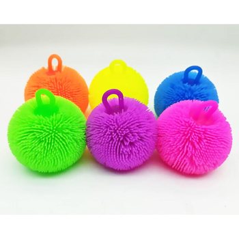 PUFFER BAL MET FELLE KLEUREN - 8CM - IN DISPLAY (12st.)