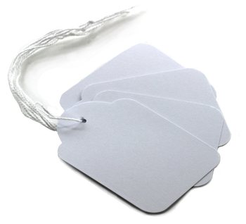 SIERADENLABEL WIT AAN ELASTIEK - Afm. 1.5x2.4 Cm. (100st)