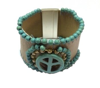ARMBAND TAUPE/TURQUOISE PEACE (1st)