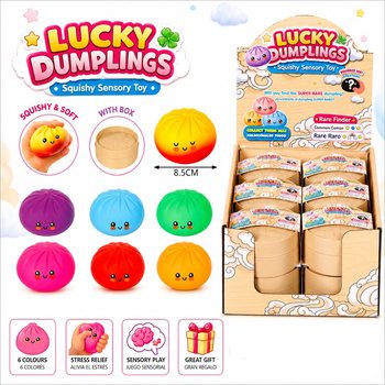 RAGE - LUCKY DUMPLINGS - Squishy Bun Dumplings GROOT Afm. 8.5 x 8.5 x 4.8 Cm - IN DISPLAY (12st.)