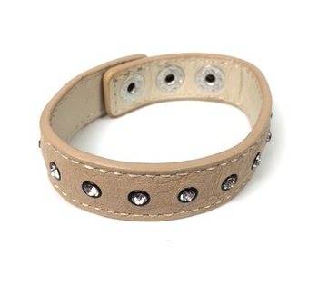 LEATHER LOOK ARMBAND CRÉME STRASS (1st)