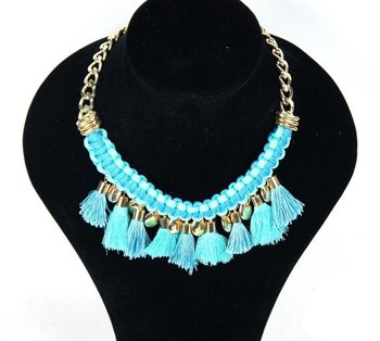 LUXE IBIZA LOOK KETTING BLAUWE KWASTJES (1st)