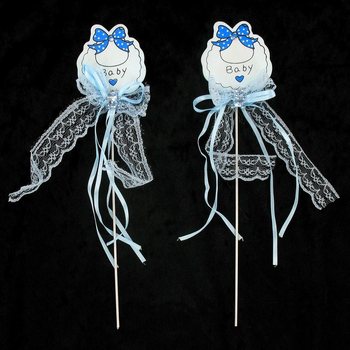 GEBOORTE TAART PRIKKER - BABY BLAUW (12st.)