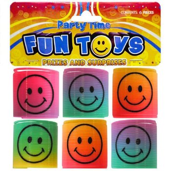 6 STUKS MINI SMILEY SPIRALEN Ø3.5 CM. IN UITDEELZAK (6 ZAKJES.)