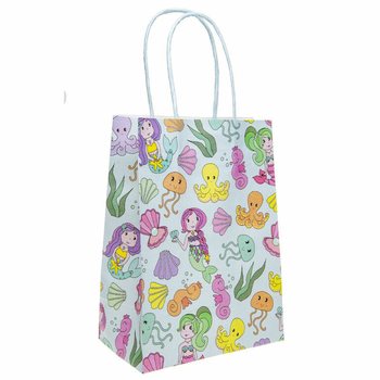 PAPIEREN GIFT TAS – MERMAID / ZEEMEERMIN - Afm. 16x9x22 CM (12st.)