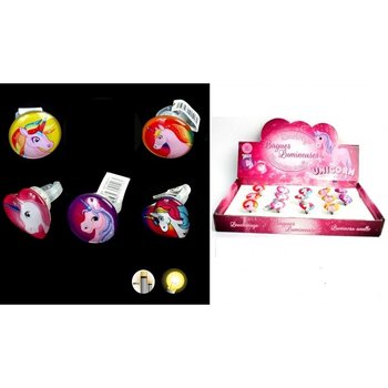 LICHTGEVENDE LED UNICORN / EENHOORN KINDER RINGEN IN DISPLAY (50st.)