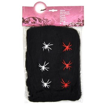 100 GRAM DECORATIE SPINNENRAG MET 6 SPINNEN - ZWART (6st.)