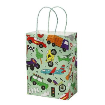 PAPIEREN GIFT TAS - VOERTUIGEN - Afm. 16x9x22 CM (12st.)