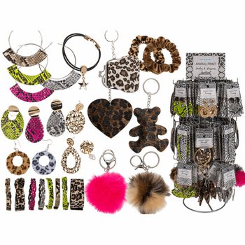 **MEGA GOEDKOOP** COMPLETE ANIMAL PRINT DISPLAY MET SIERADEN EN ACCESSOIRES (180st.)