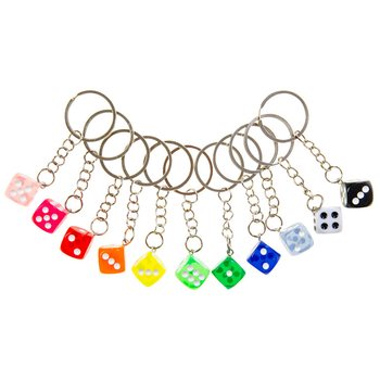 Sleutelhanger met Dobbelsteen - Mix Kleuren (48 stuks)