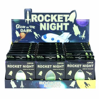 GLOW IN THE DARK ROCKET RUIMTEVAART VOOR AAN PLAFOND IN DISPLAY (24st.)