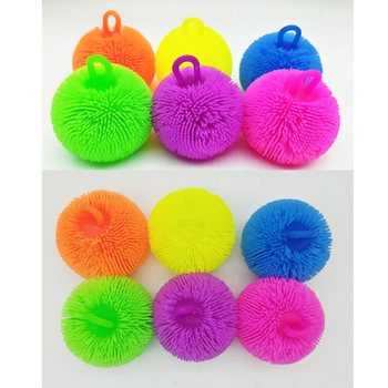 PUFFER BAL MET FELLE KLEUREN - 8CM - IN DISPLAY (12st.)