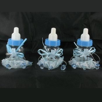 BLAUWE DECORATIE DRINKFLES MET FRANJES (6st.)