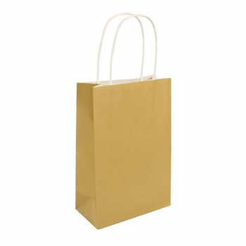 PAPIEREN TAS MET HENGSELS - 14x21x7Cm. - Kleur: GOUD (24st.)