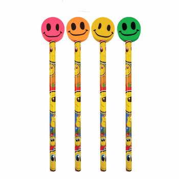 SMILEY VROLIJK POTLOOD MET GUM (24st.)