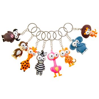Funny Dieren Sleutelhangers - Mix dieren met grote ogen (48st.)