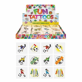 FUN TATTOO’S - MODEL: VOETBAL, Elk pakjes12x Tattoo’s IN DISPLAY (48st.)
