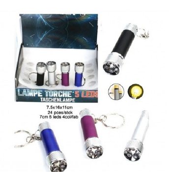 5 LED’s ZAKLAMP AAN SLEUTELHANGER  IN DISPLAY (24st.)