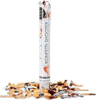 Confetti kanon – Kleur: Oranje/Zilver 40 cm - confettishooter voor verjaardagen (10st.)