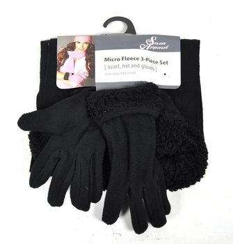 MICRO FLEECE SET 3-DELIG ZWART