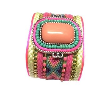 BREDE ARMBAND ROZE STEEN (1st)