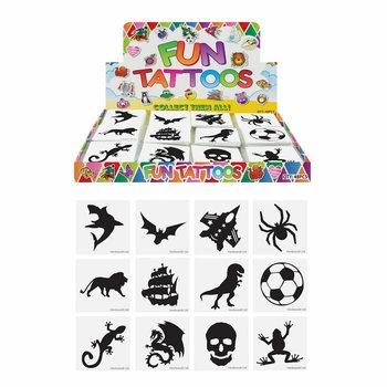FUN TATTOO’S - MODEL: JONGENS, Elk pakjes 12x Tattoo’s IN DISPLAY (48st.)