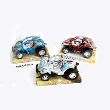 STOERE FRICTIE BUGGY’S OP BLISTER KAART,  13 CM. LANG (12st.)