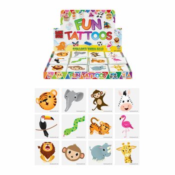 FUN TATTOO’S - MODEL: JUNGLE, Elk pakjes12x Tattoo’s IN DISPLAY (48st.)