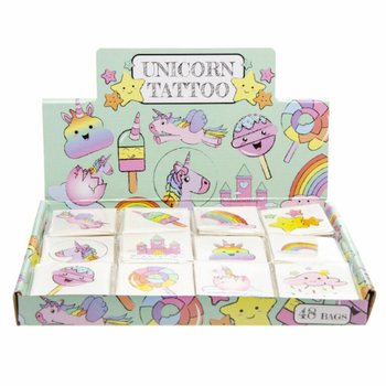 FUN TATTOO’S - MODEL: UNICORN / EENHOORN, Elk pakje 12x Tattoo’s (48st.)