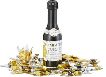 Champagnefles Confetti kanon  31 cm – Kleur:  zilver goud (4st.)
