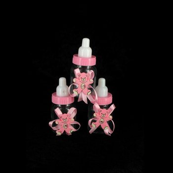 ROZE DECORATIE DRINKFLES MET BEERTJE (12st.)
