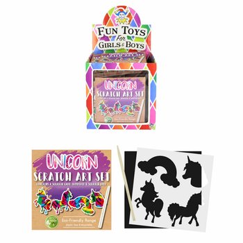 ECO FRIENDLY -  MAGISCHE KLEUREN SCRATCH PAPIER - UNICORN / EENHOORN IN DISPLAY (108st.)