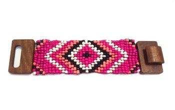 ARMBAND AZTEK HOUT SLUITING FUCHSIA (1st)